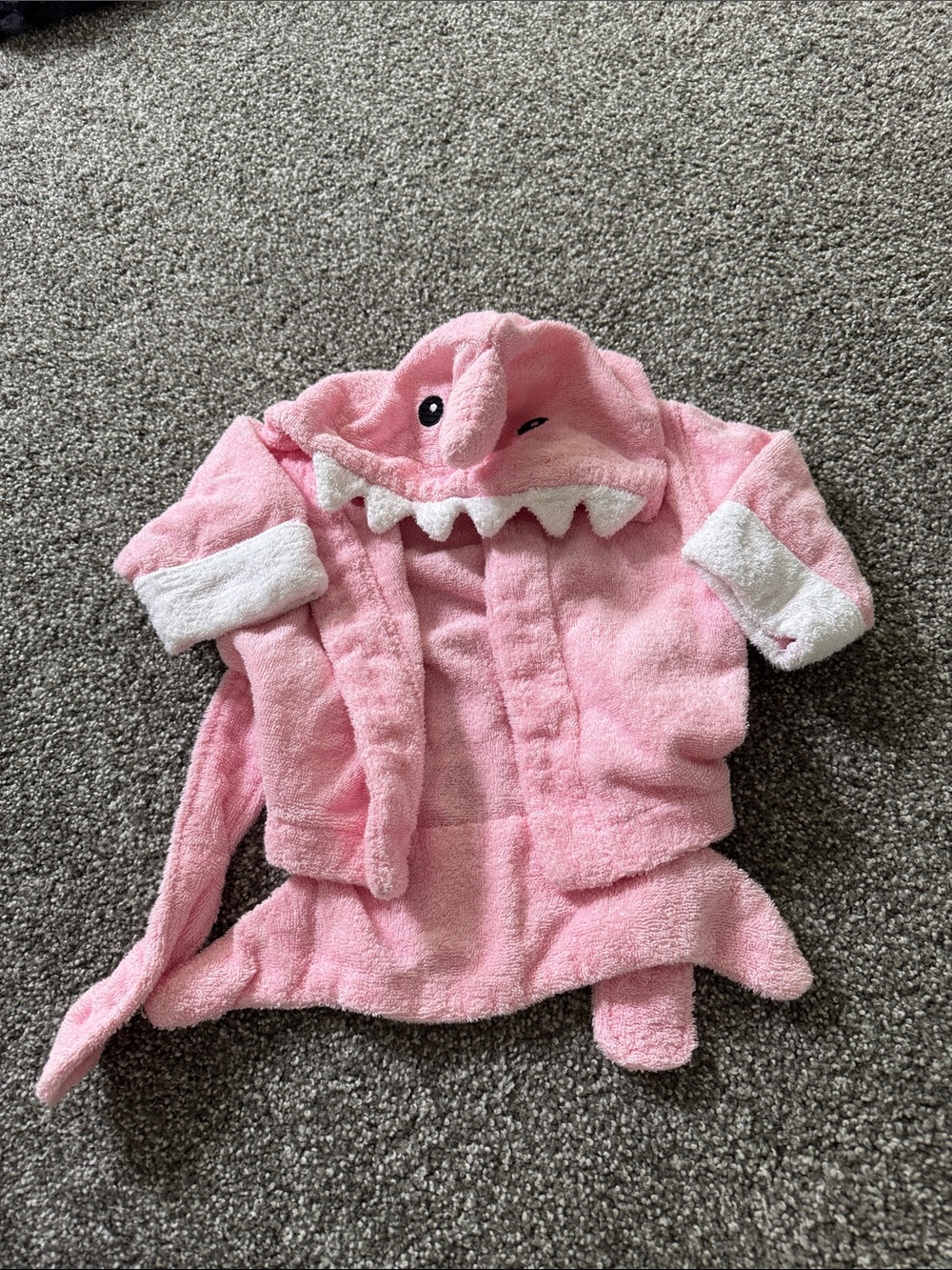 Baby Aspen Pink Shark Hooded Towel Robe